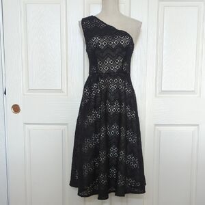 TY-LR Trosa One-Shoulder Black Lace Dress